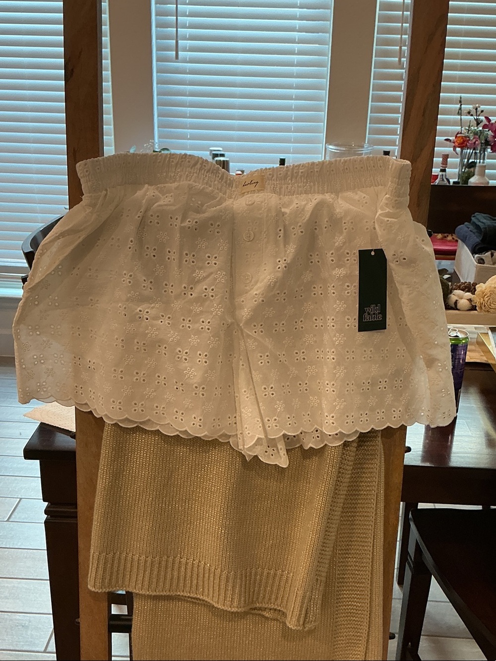 wild fable White Eyelet Scalloped Hem Shorts